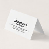 Bold Text Black White — uniek, modern, professione Visitekaartjes (Achterkant)