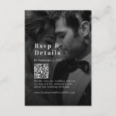 Bold Trending B&W-Photo Wedding QR Code RSVP  Informatiekaartje (Voorkant)