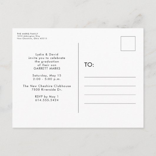 Bold trendy afstudeerder afstuderen nodigt briefka uitnodiging briefkaart (Achterkant)