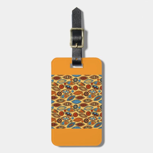 Bold Tribal Leaf Pattern Boho Abstract Bagagelabel (Voorkant verticaal)