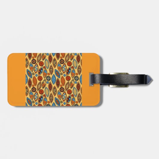 Bold Tribal Leaf Pattern Boho Abstract Bagagelabel (Achterkant horizontaal)