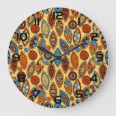 Bold Tribal Leaf Pattern Boho Abstract Grote Klok (Voorkant)