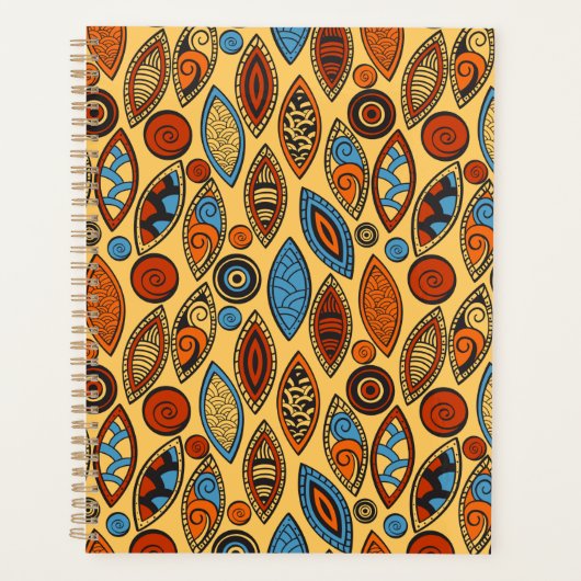 Bold Tribal Leaf Pattern Boho Abstract Planner (Voorkant)