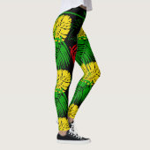 Bold Tropical Botanical Palm Leaves Pattern Leggings (Rechts)