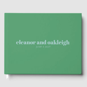 Bold Typografie Bright Green Blue Modern Wedding Gastenboek