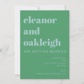 Bold Typografie Bright Green Blue Modern Wedding Kaart (Voorkant)