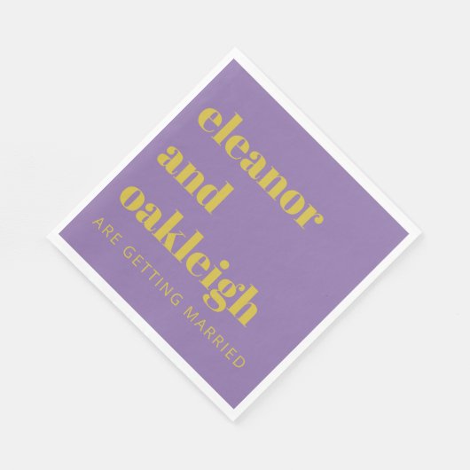 Bold Typografie Bright Paarse moderne bruiloft Servet (Hoek)