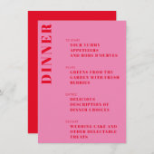 Bold Typografie Bright Pink en Red Modern Wedding Menu (Voorkant / Achterkant)