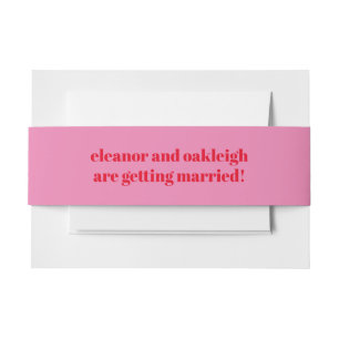 Bold Typografie Bright Pink en Red Modern Wedding Uitnodigingen Wikkel