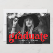 Bold Typografie Red Photo Afstuderen Aankondiging (Voorkant)