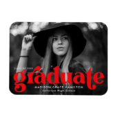 Bold Typografie Red Photo Afstuderen Magneet (Horizontaal)