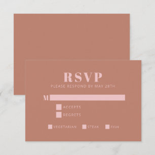 Bold Typografie Terracotta Pink Modern Bat Mitzvah RSVP Kaartje