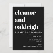Bold Typography Black and White Modern Wedding Kaart (Voorkant)