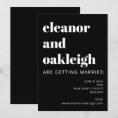 Bold Typography Black and White Modern Wedding Kaart (Voorkant / Achterkant)