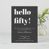 Bold Typography Black Modern 50th Birthday Party