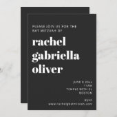 Bold Typography Black Modern Bat Mitzvah Kaart (Voorkant / Achterkant)