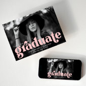 Bold Typography Blush Pink Photo Afstuderen Aankondiging