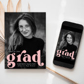 Bold Typography Blush Pink Photo Afstuderen Aankondiging