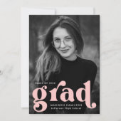 Bold Typography Blush Pink Photo Afstuderen Aankondiging (Voorkant)