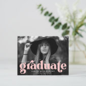 Bold Typography Blush Pink Photo Graduparty Uitnodiging Briefkaart (Staand voorkant)