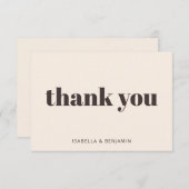 Bold Typography Cream Brown Custom Wedding Flat Bedankkaart (Voorkant / Achterkant)