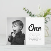 Bold Typography First Birthday Photo Kaart (Staand voorkant)