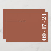 Bold Typography Minimalist Modern Terracotta Save The Date (Voorkant / Achterkant)