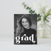 Bold Typography Photo Graduparty Uitnodiging Briefkaart (Staand voorkant)