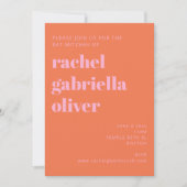 Bold Typography Pink and Orange Modern Bat Mitzvah Kaart (Voorkant)