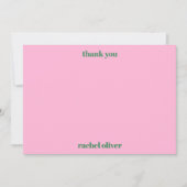 Bold Typography Pink Green Cute Bat Mitzvah Name Bedankkaart (Voorkant)