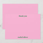 Bold Typography Pink Green Cute Bat Mitzvah Name Bedankkaart (Voorkant / Achterkant)