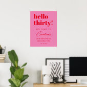 Bold Typography Pink Red Modern Birthday Welkom Poster (Thuiskantoor)
