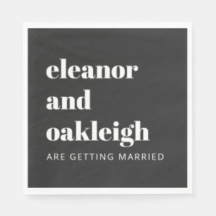 Bold Typography Simple Fun Black Modern Wedding Servet