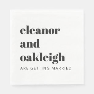 Bold Typography Simple Fun White Modern Wedding Servet