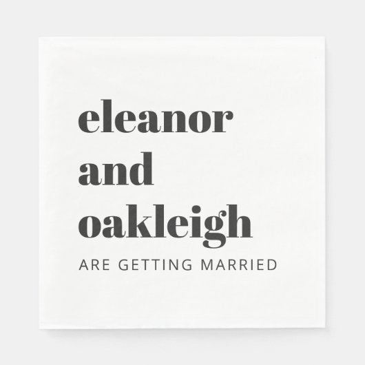 Bold Typography Simple Fun White Modern Wedding Servet (Voorkant)