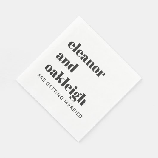 Bold Typography Simple Fun White Modern Wedding Servet (Hoek)