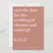 Bold Typography Terracotta Blush Modern Wedding Save The Date (Voorkant)