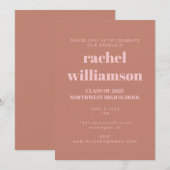Bold Typography Terracotta Pink Graduation Party Kaart (Voorkant / Achterkant)