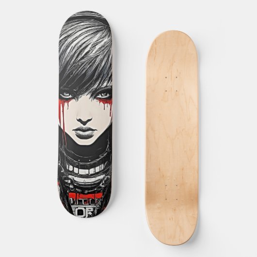 Bold Urban Emo Meisje Cyber 2K Gothic Skateboard (Voorkant)