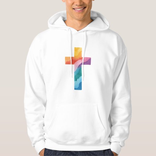 Bold Watercolor Cross Hoodie (Voorkant)
