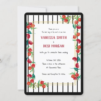 Bold Watercolor Pomegranate Wedding Invitations Kaart