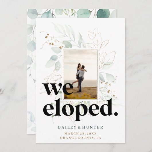 Bold We Eloped Post-Mariage Botanical Faire-part (Devant / Derrière)