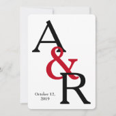 Bold Wedding Initialen Uitnodigen Kaart (Voorkant)