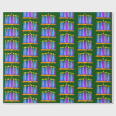 Bold Whimsical Hanukkah Menorah Candles over Groen Cadeaupapier (Vlak)