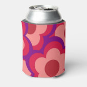 Bold Whimsical Rood & Roze Bloemen Retro, Preppy Blikjeskoeler (Blikje Achterkant)