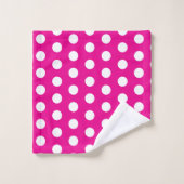 Bold White Polka Dots on Hot Pink (Gant de toilette)