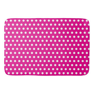 Bold White Polka Dots on Hot Pink Badmat
