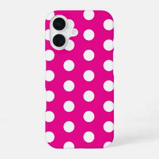 Bold White Polka Dots on Hot Pink  iPhone 16 Hoesje