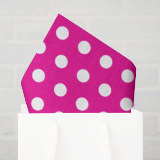 Bold White Polka Dots on Hot Pink Tissuepapier