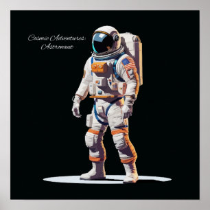 Bold White Spacewalk Astronaut Poster
